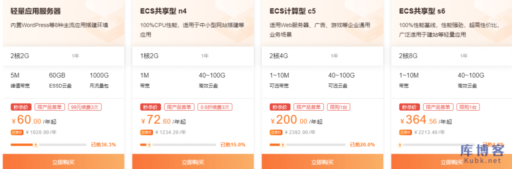 【阿里云】年中钜惠活动最后两天,百款产品超低价限量秒杀,2核2G5M轻量应用服务器低至60元/年-库博客